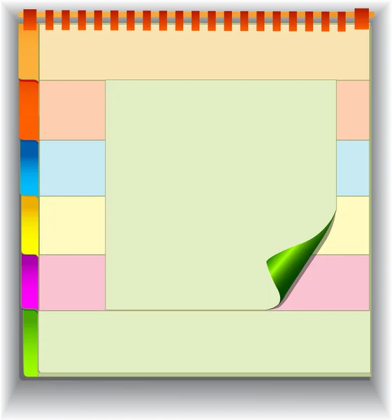 Arrière-plan avec bloc-notes et étiquette pour messages — Image vectorielle