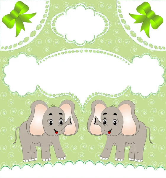 Nursery card of the announcement with elephant — Stock Vector
