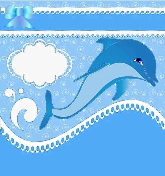 Kinderzimmerkarte der Ankündigung mit Delfinen — Stockvektor