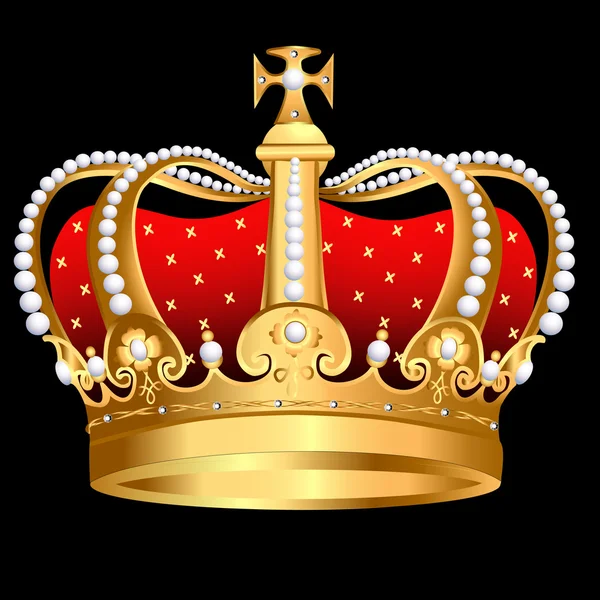 Tsaristische gouden corona met parel en patroon — Stockvector
