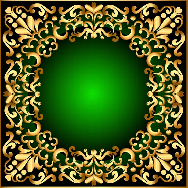 Frame with gold pattern and black green — Stock Vector