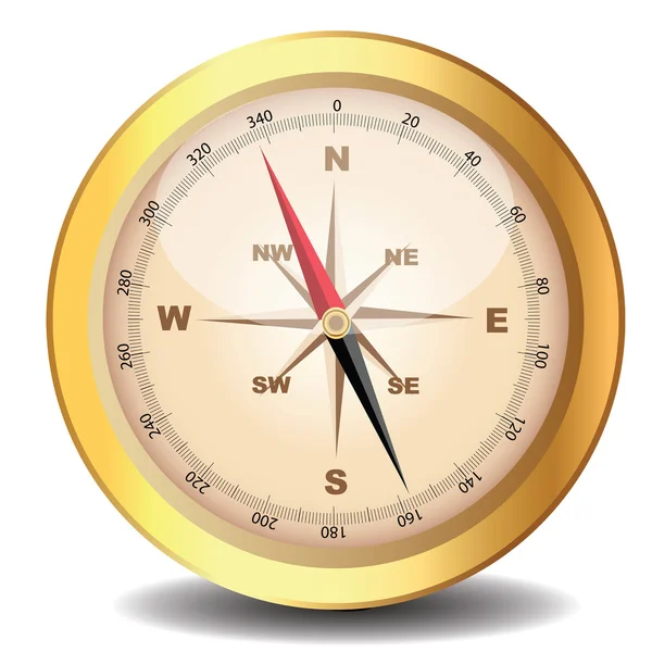 Klassieke kompas op wit goud — Stockvector