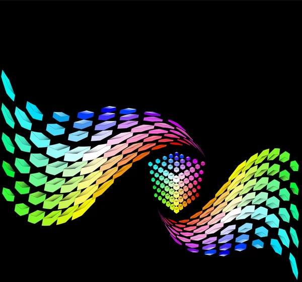Arka plan dalga tarafından renk küpten — Stok Vektör