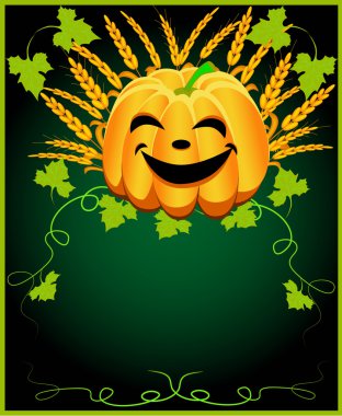 Background for message with pumpkin and ear clipart