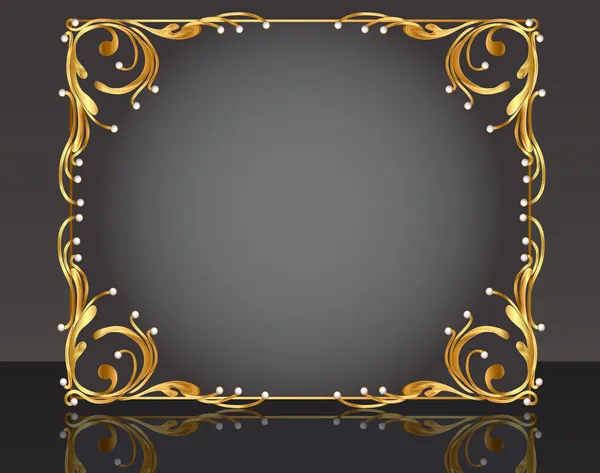 Cadre décoratif avec motif perle d'or — Image vectorielle