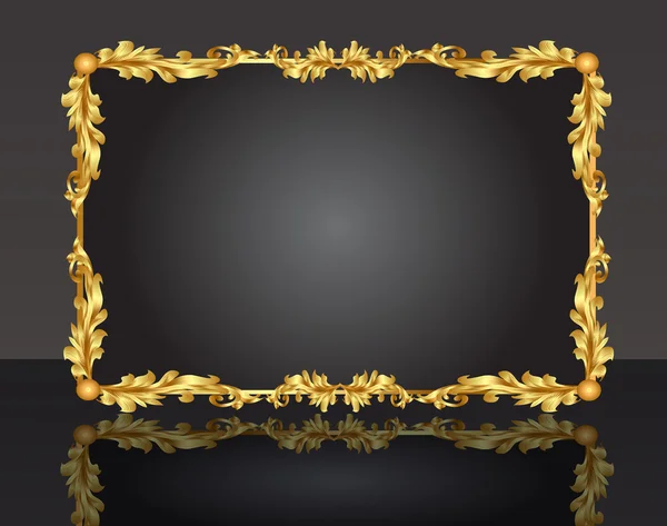 Decoratief frame met patroon gouden blad — Stockvector