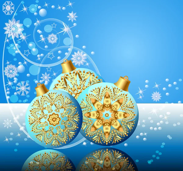 stock vector Background with festive ball and snowflake with reflection