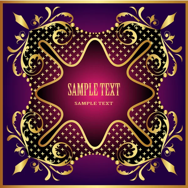 Frame background with gold pattern violet — Stock Vector