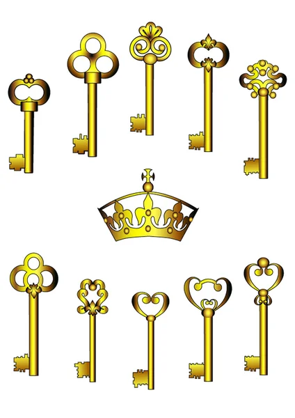 Набір ключів ізольовано на білому — стоковий вектор