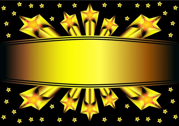 金の星とラベルの背景 — ストックベクタ