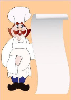 Mellow cook with paper for menu clipart