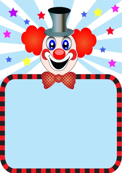 Veselý klaun s papírem pro pozvání — Stockový vektor