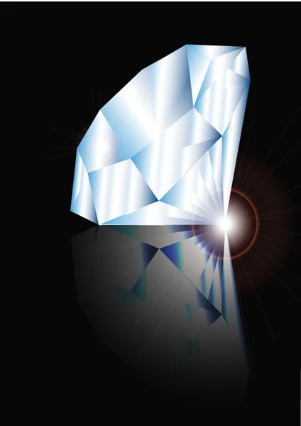 Искрящийся алмаз отражается на поверхности — стоковый вектор