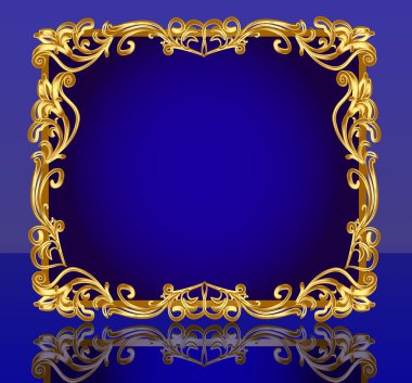 Frame with gold(en) pattern and reflection clipart