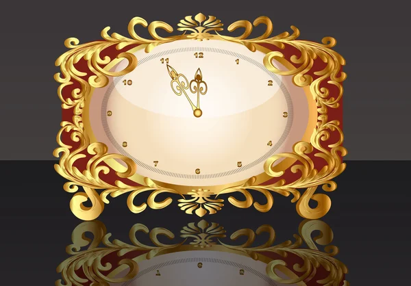 Gold(en) パターンと古い時計 — ストックベクタ