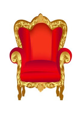 Old chair red with gold clipart