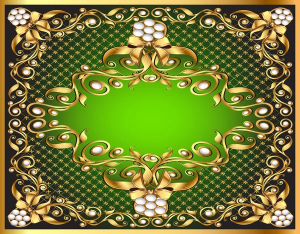Cadre avec motif doré par filet — Image vectorielle