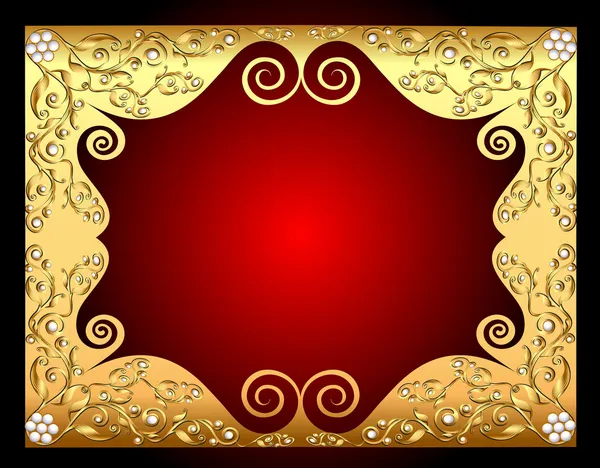 Frame gold with pattern by pearl — Stock Vector