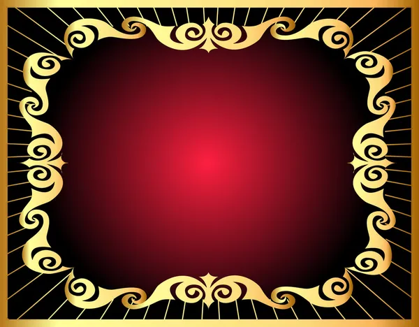 Arrière-plan avec or par motif et rayon — Image vectorielle