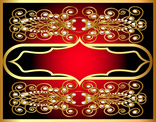 Cadre avec or par motif et perle — Image vectorielle