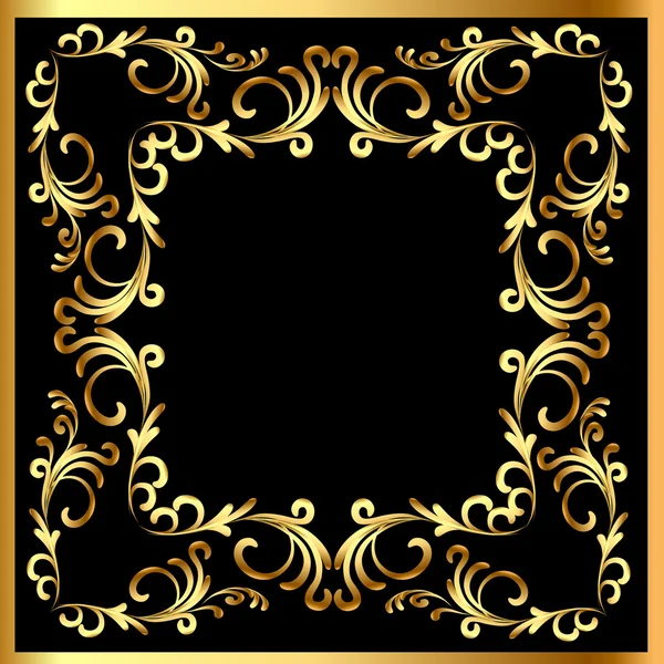 Marco de fondo con patrón de oro vegetal (es) — Vector de stock