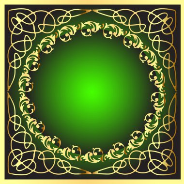 Gold(en) frame with pattern on circle clipart