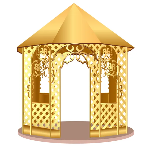 Summerhouse con adorno sinuoso con flor — Vector de stock