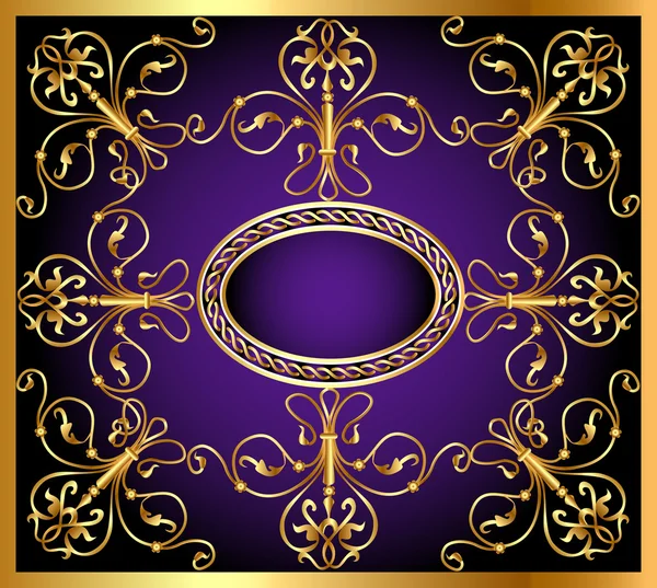 Arrière-plan avec cadre et motif or oriental (fr) — Image vectorielle
