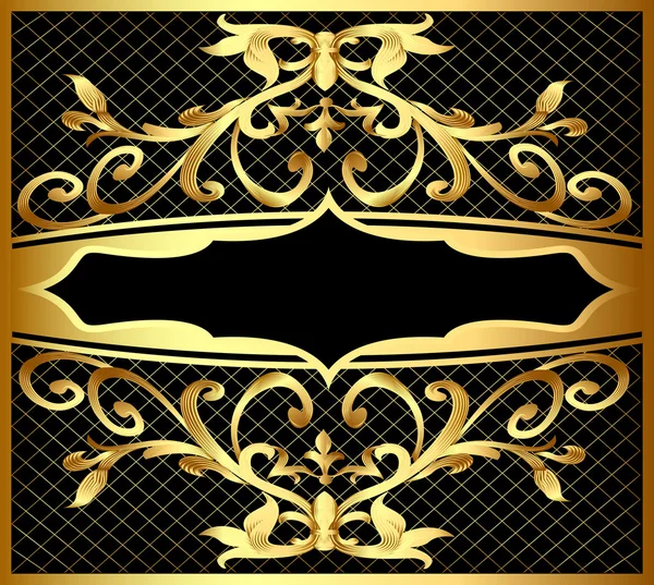 Bakgrund med ram och royal gold(en) mönster — Stock vektor