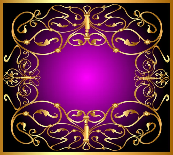 Afbeelding achtergrond met frame en gold(en) patroon — Stockvector