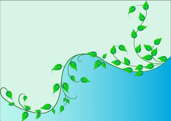 Fond avec feuille verte et goutte de rosée — Image vectorielle