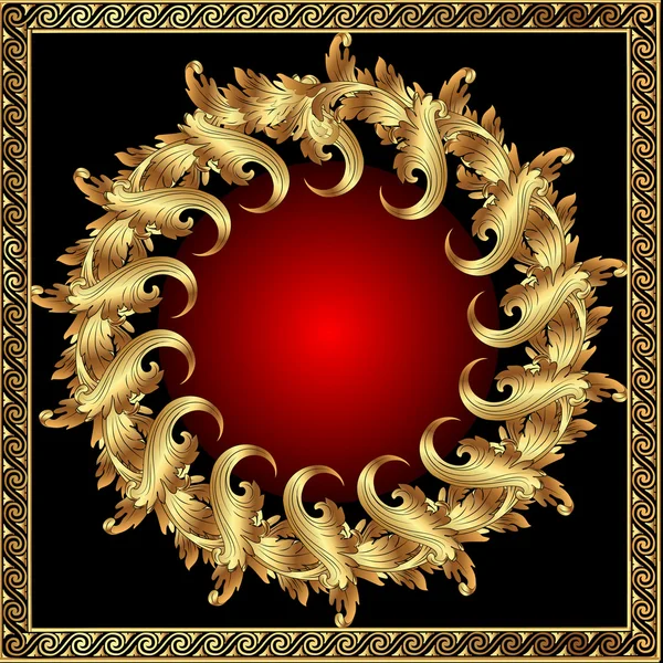 Marco dorado (es) con estructura vegetal y espiral por patrón — Archivo Imágenes Vectoriales