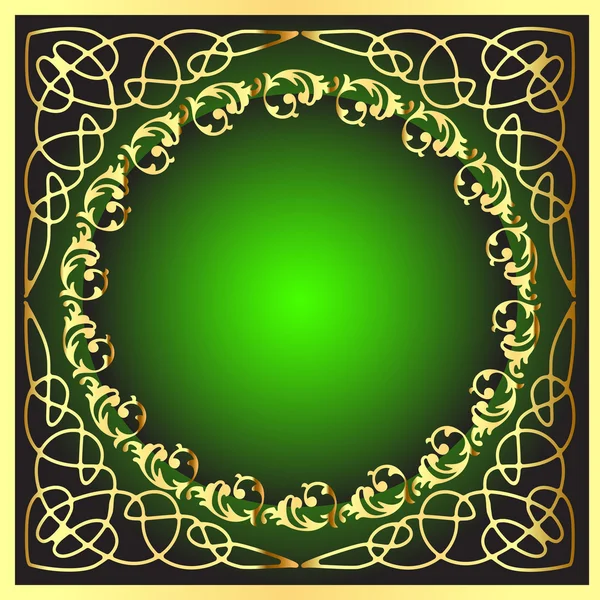 Gold (ru) frame with pattern on circle — стоковый вектор