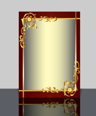 Frame with gold(en) pattern and reflection clipart