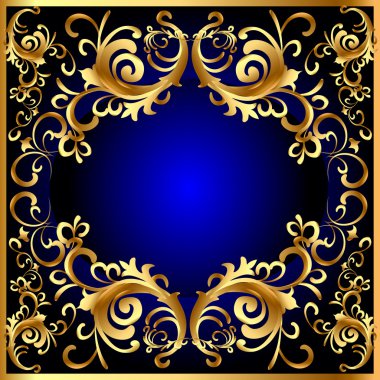 Sebze gold(en) desenli Vintage mavi çerçeve
