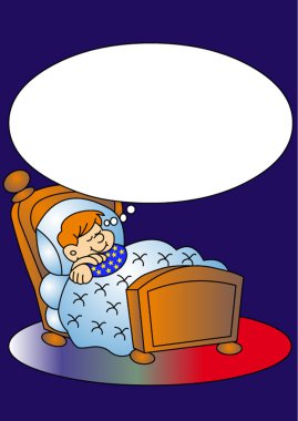 Boy sleeps on beds under soft blanket clipart