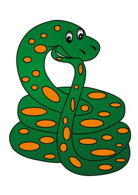 Pensive snake on white background clipart