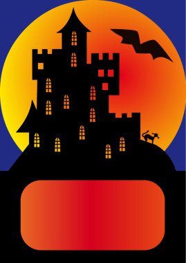 House on background of the moon and stars on holiday halloween clipart