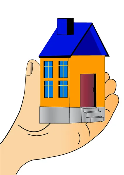 Nice house keeps in hand and show — Stock Vector