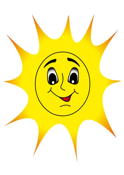 Glada trevliga solen skiner med leende — Stock vektor