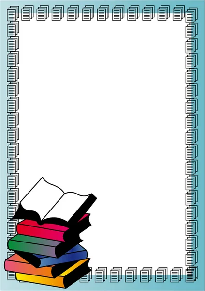 Pile books with open book upstairs — Stock Vector