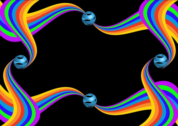 背景黑色彩虹与球 — 图库矢量图片