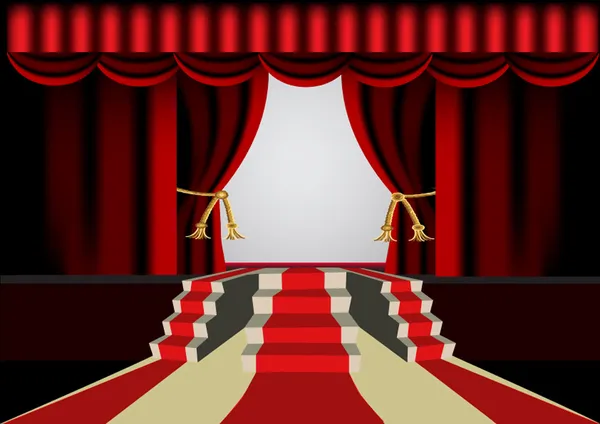 Лестница и красная дорожка ведущие на сцену — стоковый вектор