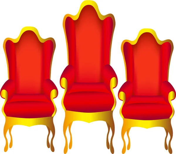 Tres sillas para jefe rojo aislado en blanco — Vector de stock