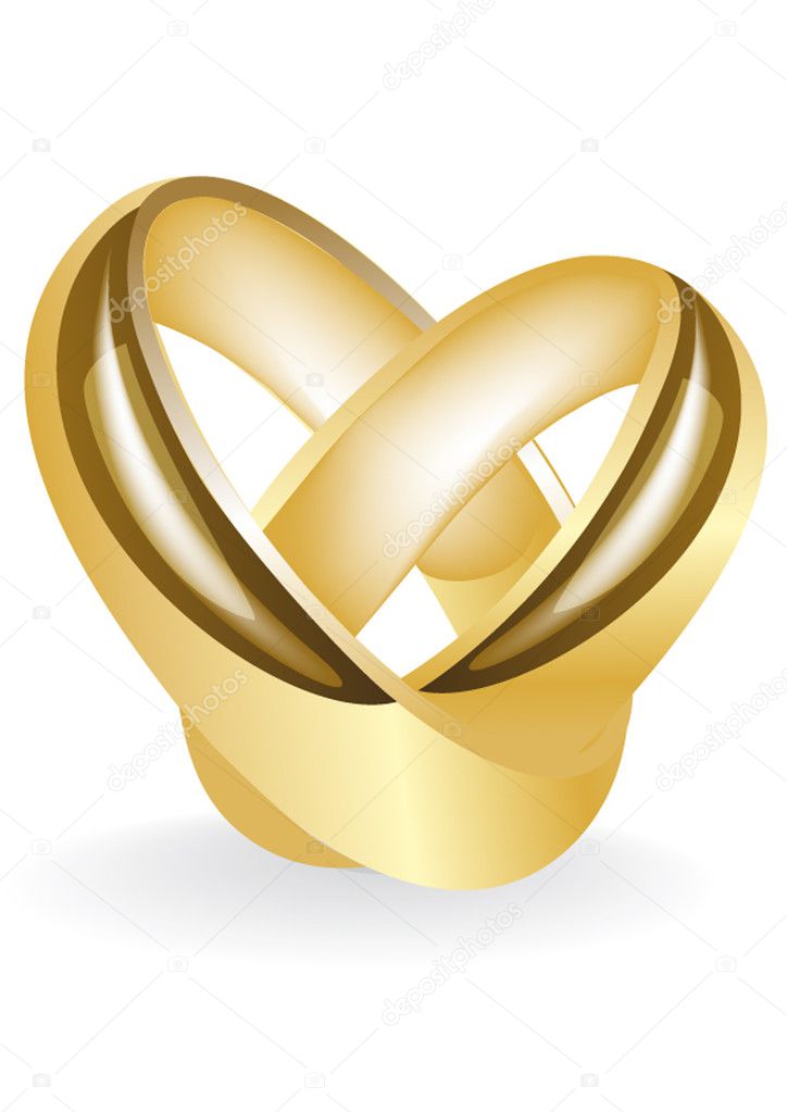 Gold wedding ring insulated on white