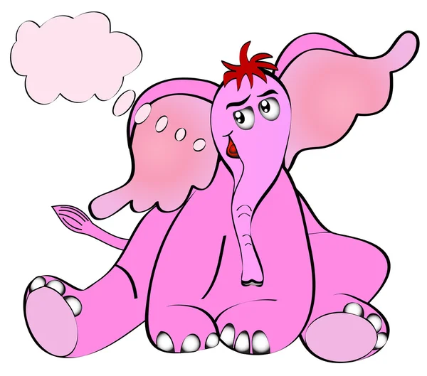 Ängslig rosa sittande elefant talar. — Stock vektor