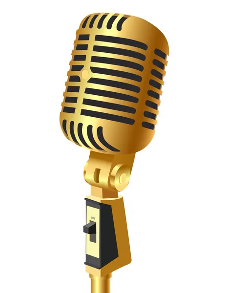 Ouro (pt) microfone isolado —  Vetores de Stock