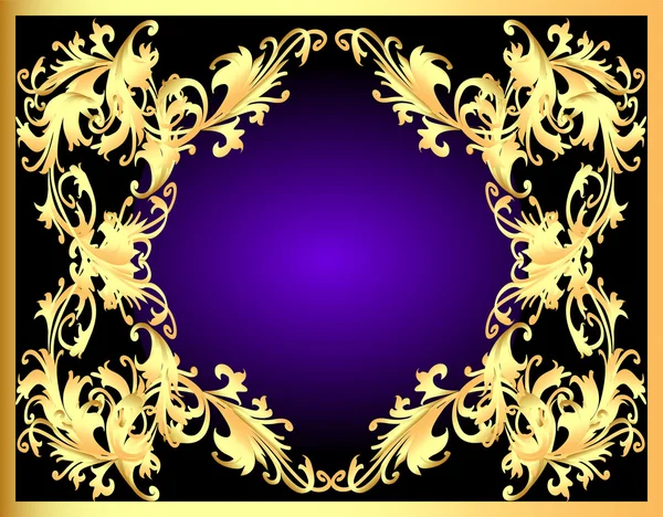 Gold(en) パターンで装飾的な背景フレーム — ストックベクタ