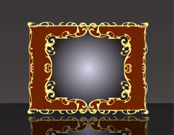 Background frame with gold(en) pattern with reflection — Stock Vector