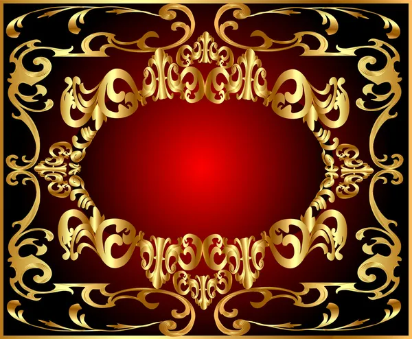 Arrière-plan motif or sur fond rouge — Image vectorielle